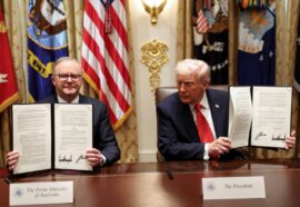PM Anthony Albanese and President Donald Trump sign the critical minerals and rare-earths deal in Washington in October 2025.