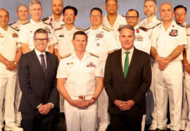 Marles and Conroy at the arms expo