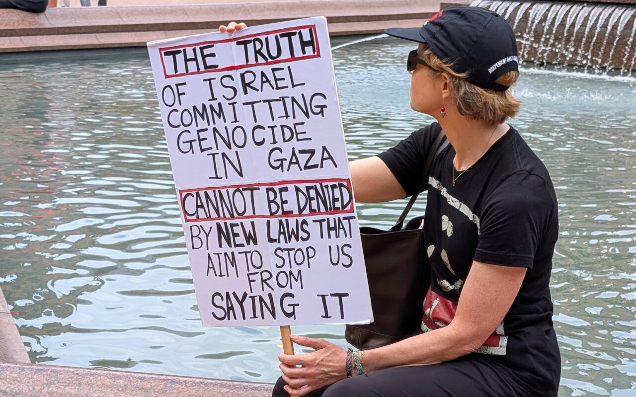 Placard at Palestine demonstration