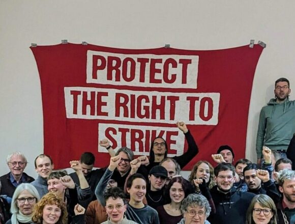Protect the right to strike banner
