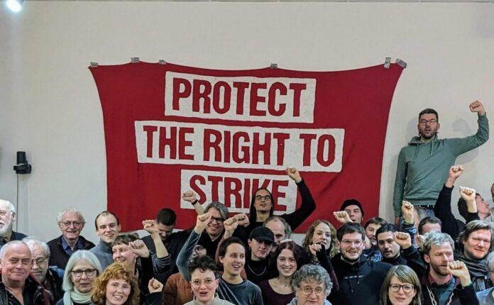 Protect the right to strike banner